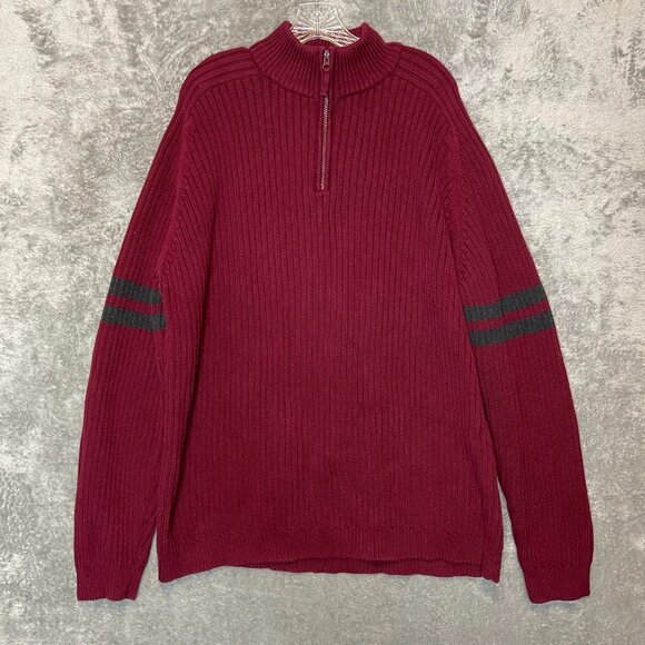 Eddie Bauer Men Ribbed Chunky Knit 1/4 Zip Mock Neck Heavyweight Sweater 3XLT - Picture 1 of 10